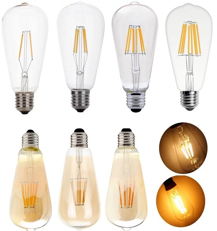 E27 LED Bulb Dimmable Energy Saving Light Bulbs ST64 Screw Edison Light Bulbs 6W/Warm White