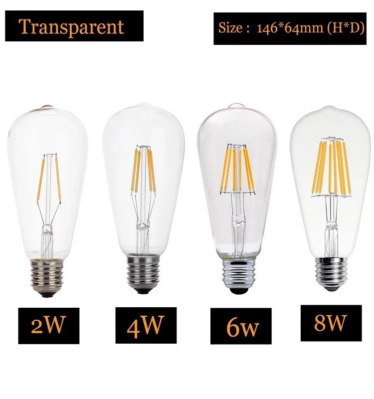 E27 LED Bulb Dimmable Energy Saving Light Bulbs ST64 Screw Edison Light Bulbs 6W/Warm White