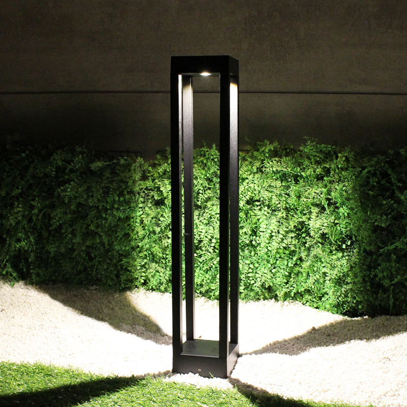 Modern Black Aluminum Landscape Lawn Yard Square Garden Light Decorative Pathway Lighting Lawn Yard Cob Led Light