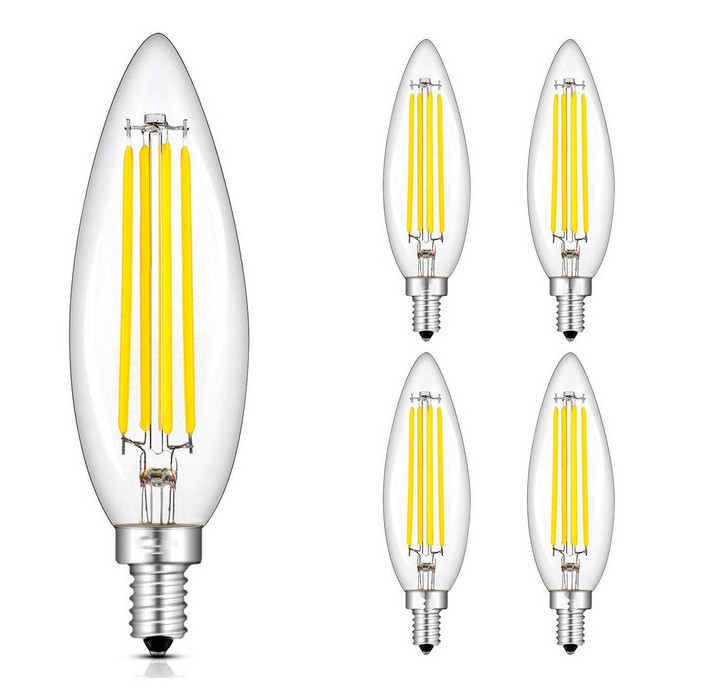 Candle filamentbulb Dimmable filament LED bulb Warm White Ultra Bright Led Candle 4W Glass Housing Bulb Light