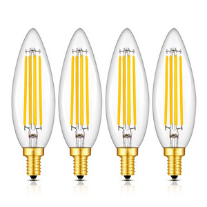 Candle filamentbulb Dimmable filament LED bulb Warm White Ultra Bright Led Candle 4W Glass Housing Bulb Light