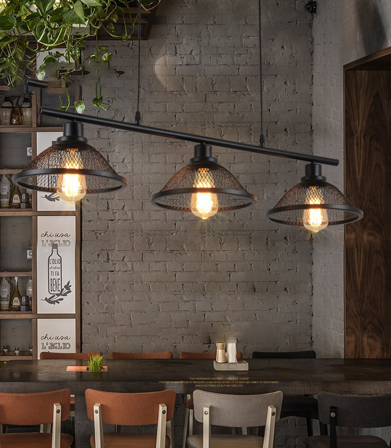 Industrial Kitchen Island Pendant Light Rustic Farmhouse 3-Lights Pendant Vintage Hanging Light Fixture for Kitchen Dining Room