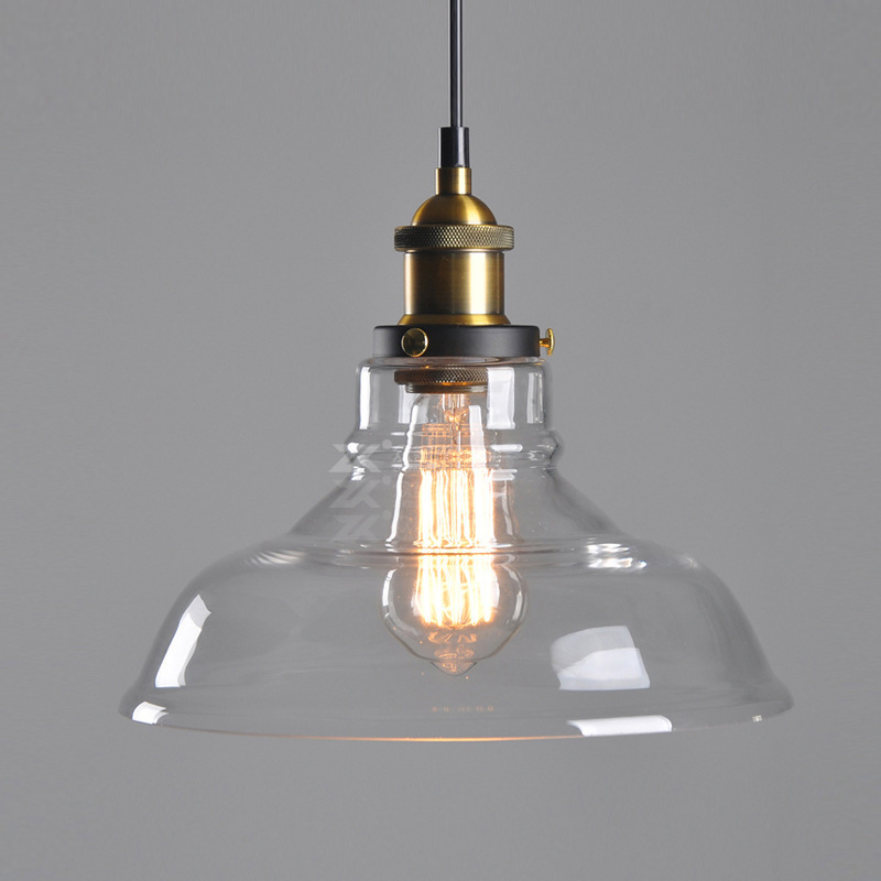 Vintage Clear Glass Lamp Pendant Light Industrial Bar Bowl ceiling Lamp Kitchen Fittings Light Fixtures