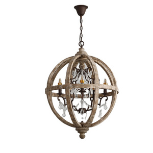 Vintage Home Hotel Decor Round Circle Ceiling Pendant Lamp Crystal Iron Chandelier Pendant Lighting