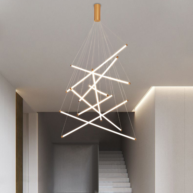 Modern LED Chandelier 9 Lights LED Linear Pendant Lighting Adjustable Ceiling Light Fixture for Dining Room Living Room