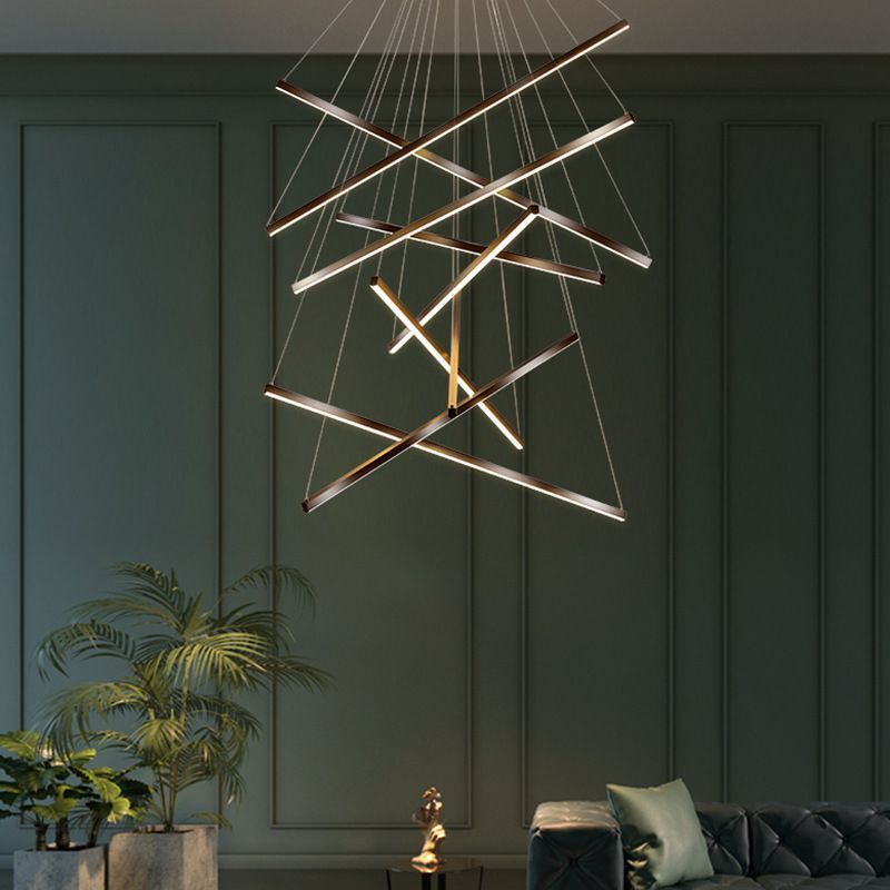 Modern LED Chandelier 9 Lights LED Linear Pendant Lighting Adjustable Ceiling Light Fixture for Dining Room Living Room