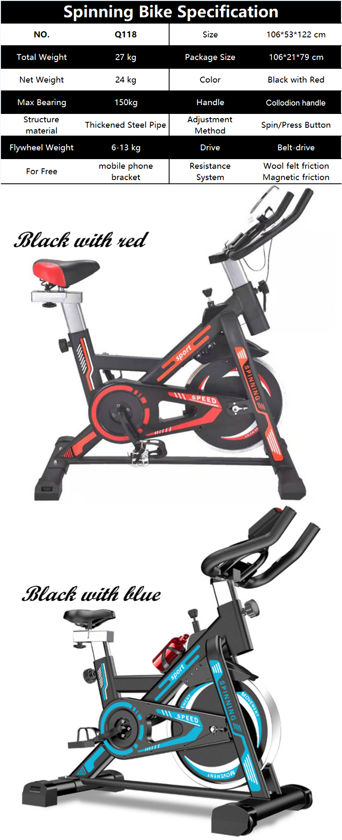 New Dynamic Bicycle Exercise Bike Fitness Equipment Gym Machine Indoor Fitness Mini Home Bike