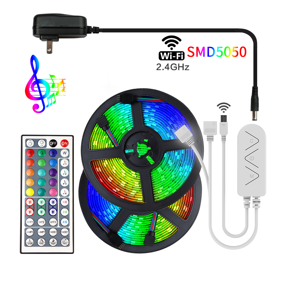 33.8 FT RGB Rope Lights Sync to Music 44 Key Remote Control and Compatible with Alexa/Google Assistant WiFi Led Strip Light