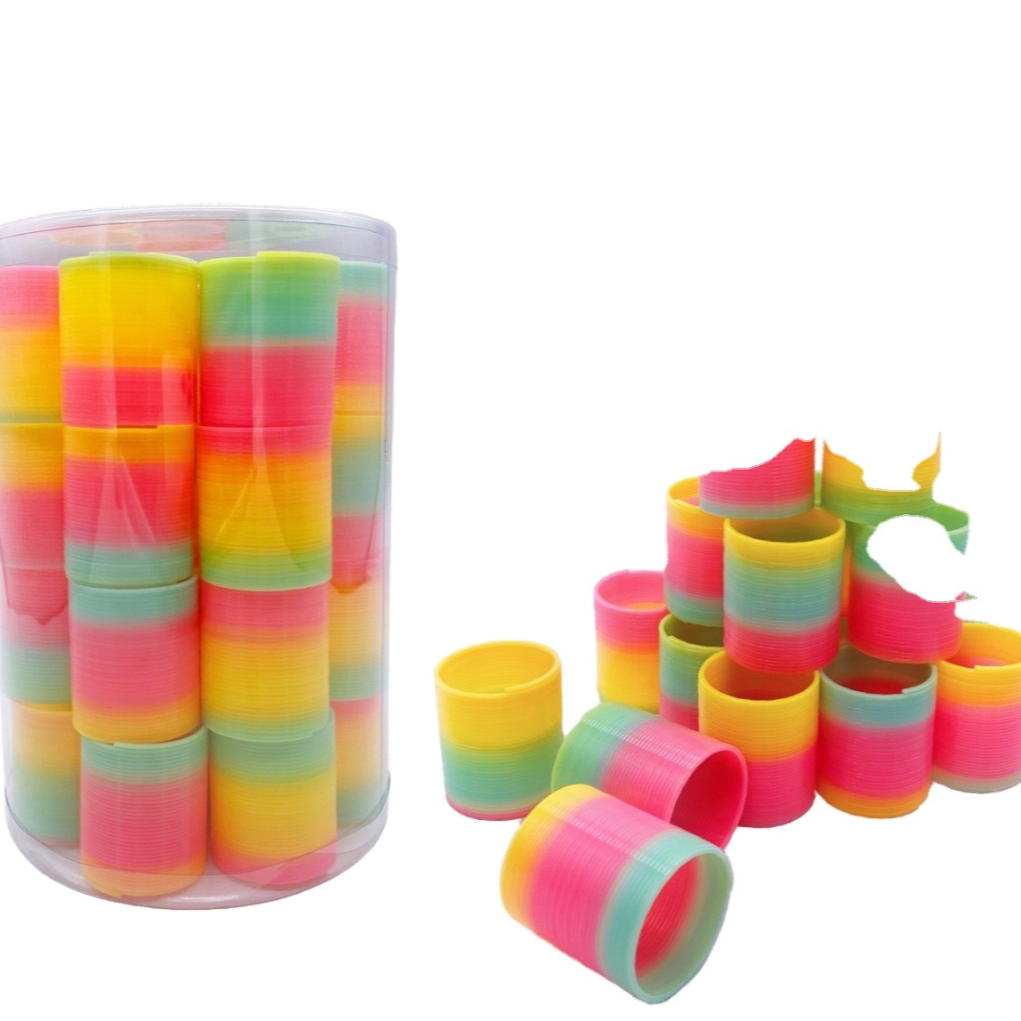 New Arrival Plastic Magic Spring Slinkys Toy Rainbow Neon Plastic Spring Toy Kids Rainbow Spring Toys