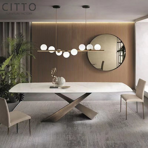 New Contemporary Furniture Dinning Table White Metal Brass Dining Table Manufacturers Brushed Brass Sintered Stone Customize