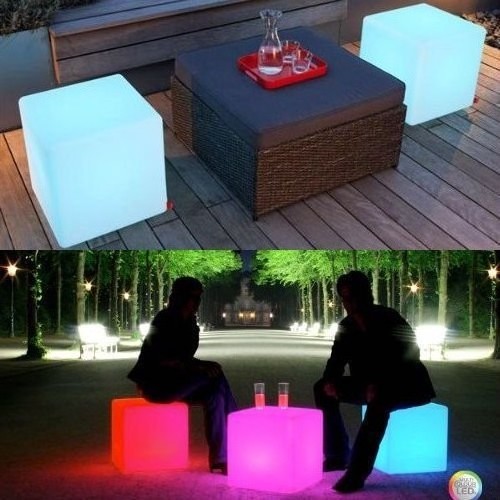 Plastic Bar Chair Waterproof outdoor party/event illuminated toddler cube chair, lighted up outdoor furniture led cube seat