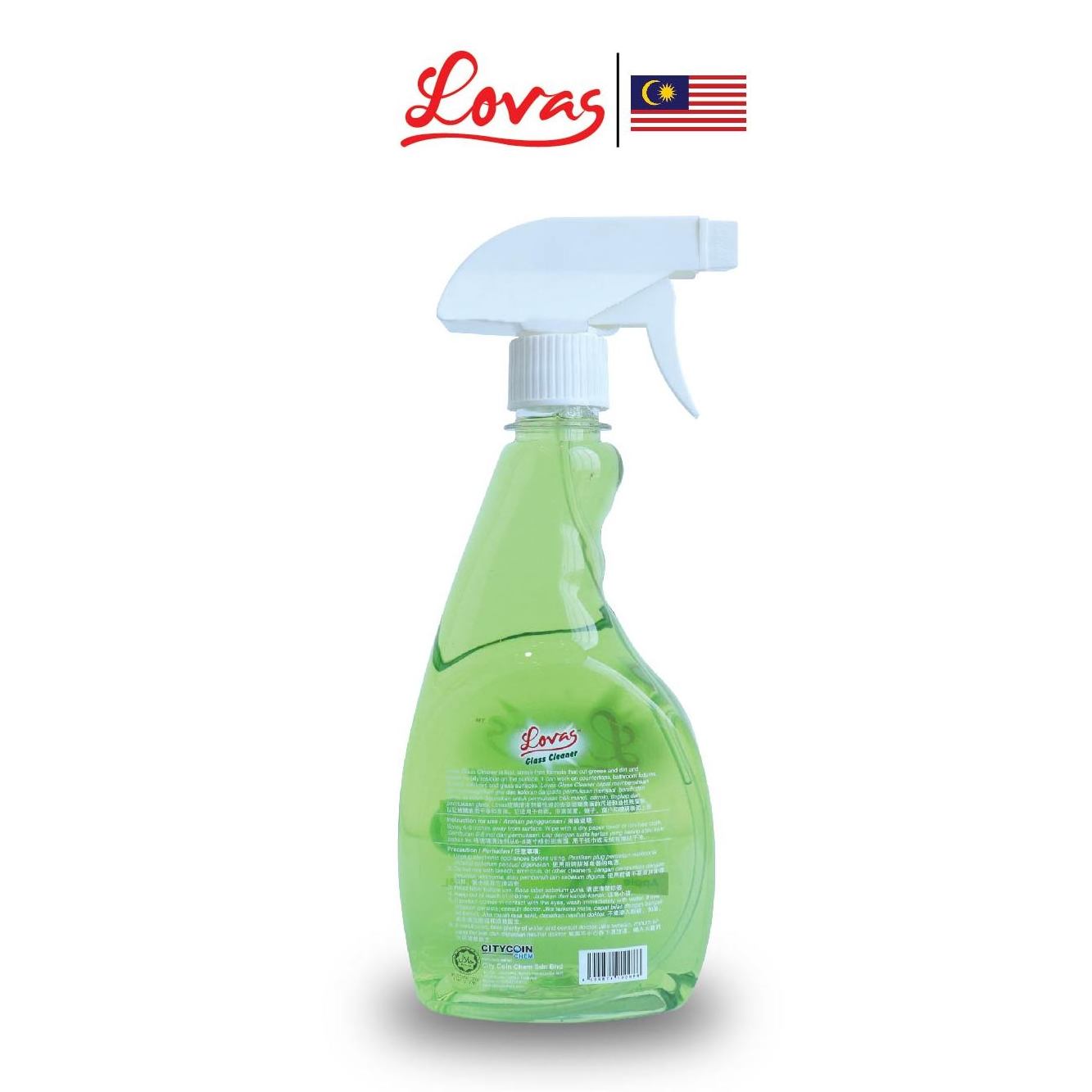 Multi-purpose Glass and Surface Liquid Spray Cleaner Detergent Surfaces, Stainless Steel Clear Light Green Apple Fragrance HALAL