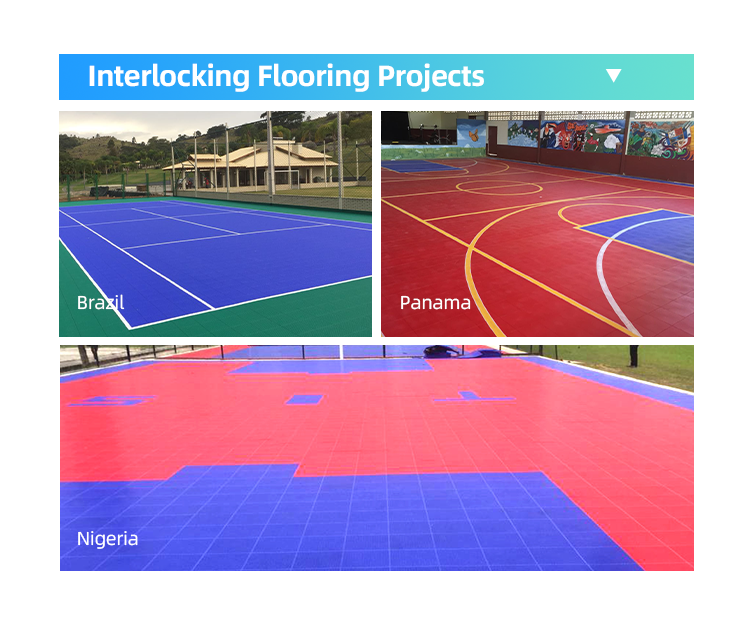 Slip resistance interlocking sports flooring tiles back yard mini basketball court removable interlocking floor