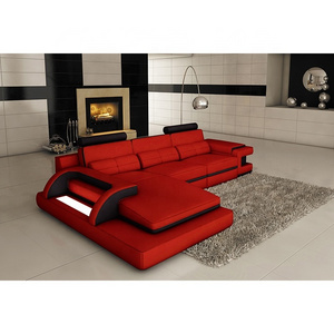 Living room furniture leather office sectional red and black sofa set l shape italian leather sofa