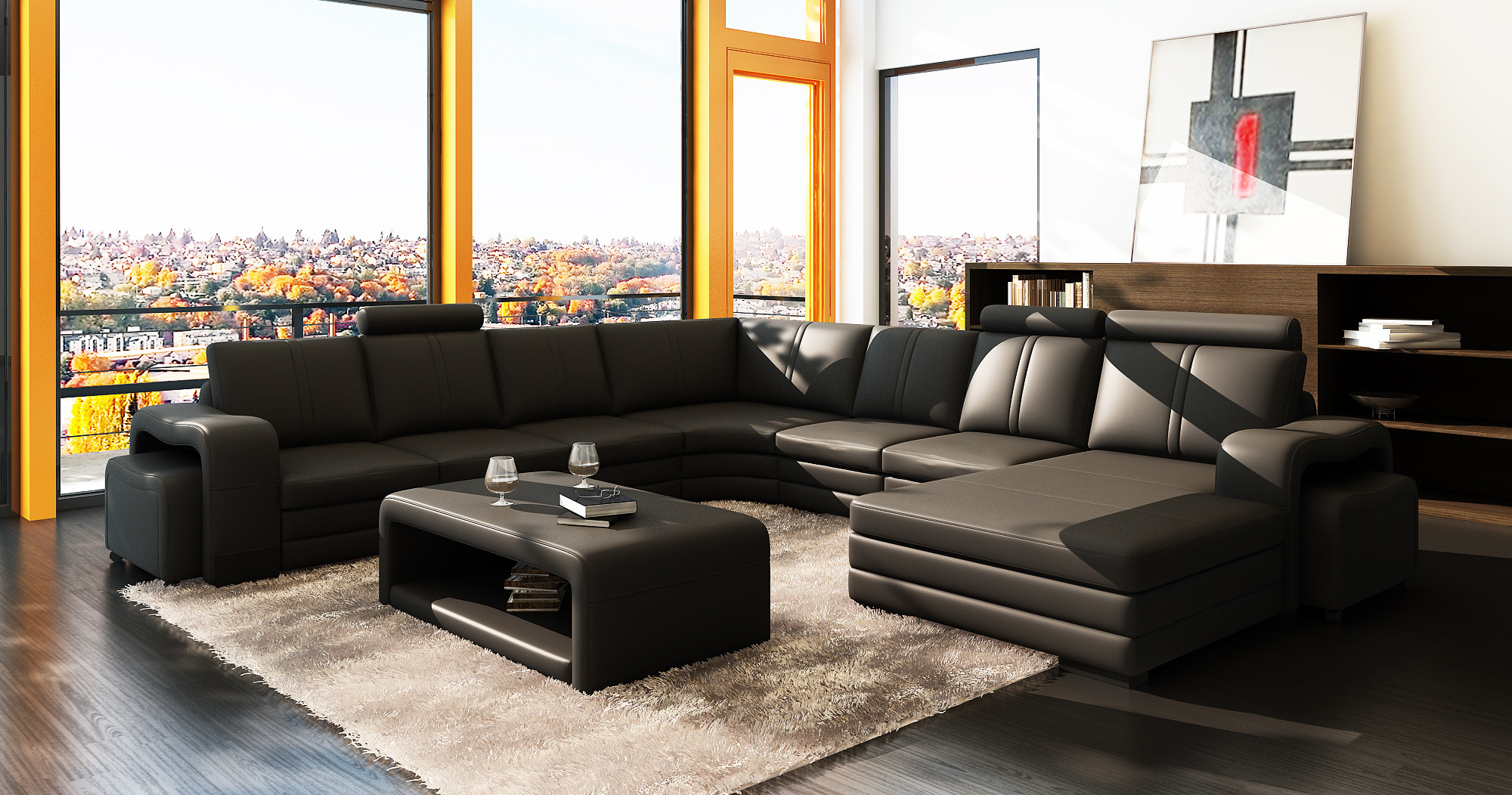 Modern Design Luxury Style Leather Furniture  Sectional Sofa Table For Living Room Sofa Set