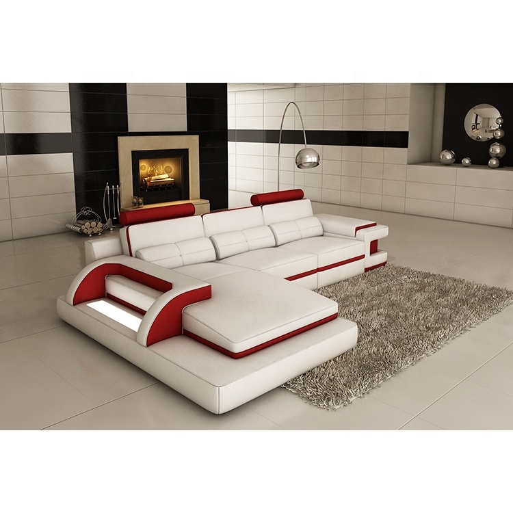 Living room furniture leather office sectional red and black sofa set l shape italian leather sofa