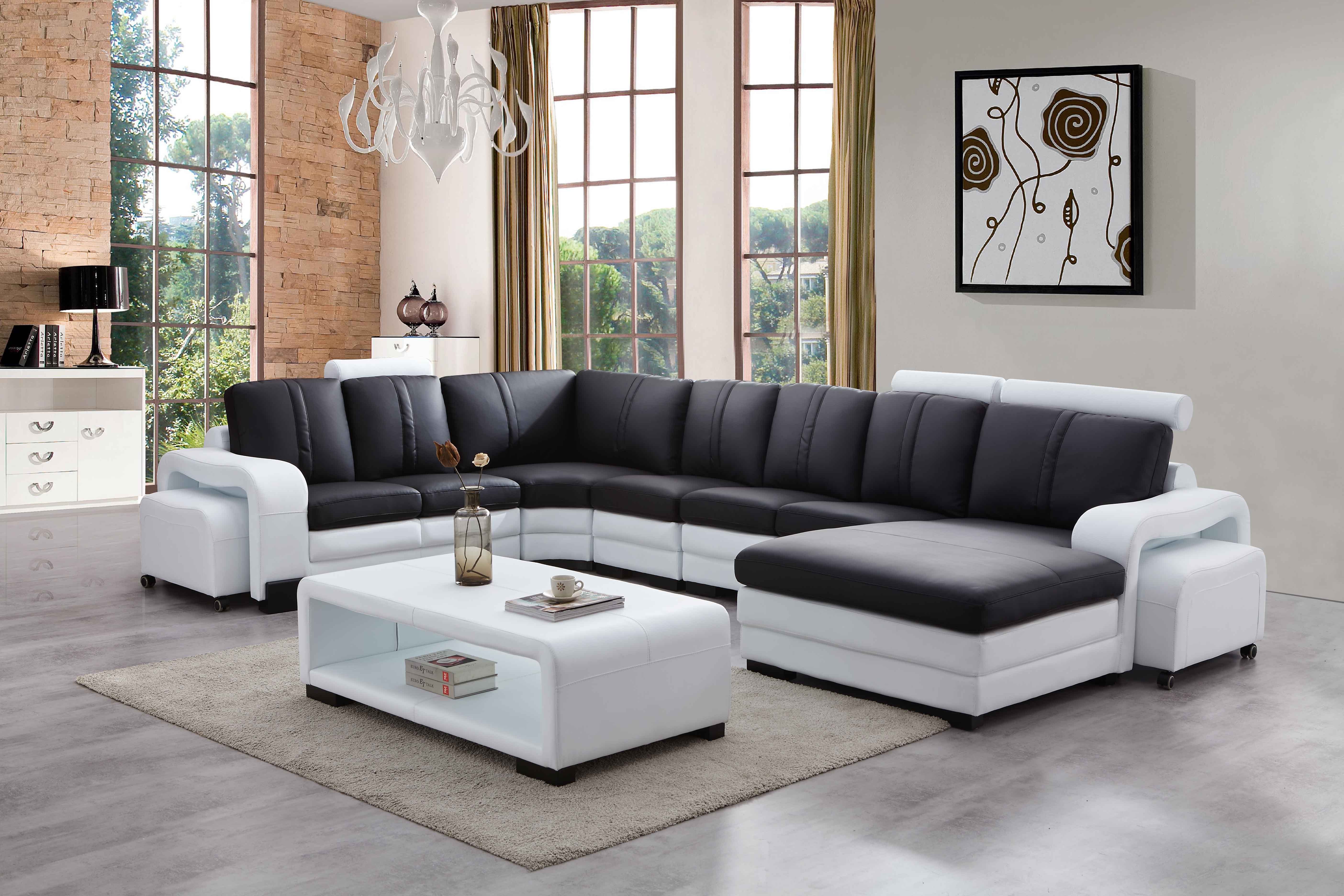 Modern Design Luxury Style Leather Furniture  Sectional Sofa Table For Living Room Sofa Set