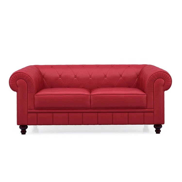 Red reclining tufted chesterfield sofa 3 seater usa living room linear high quality italian modern genuine leather sofa