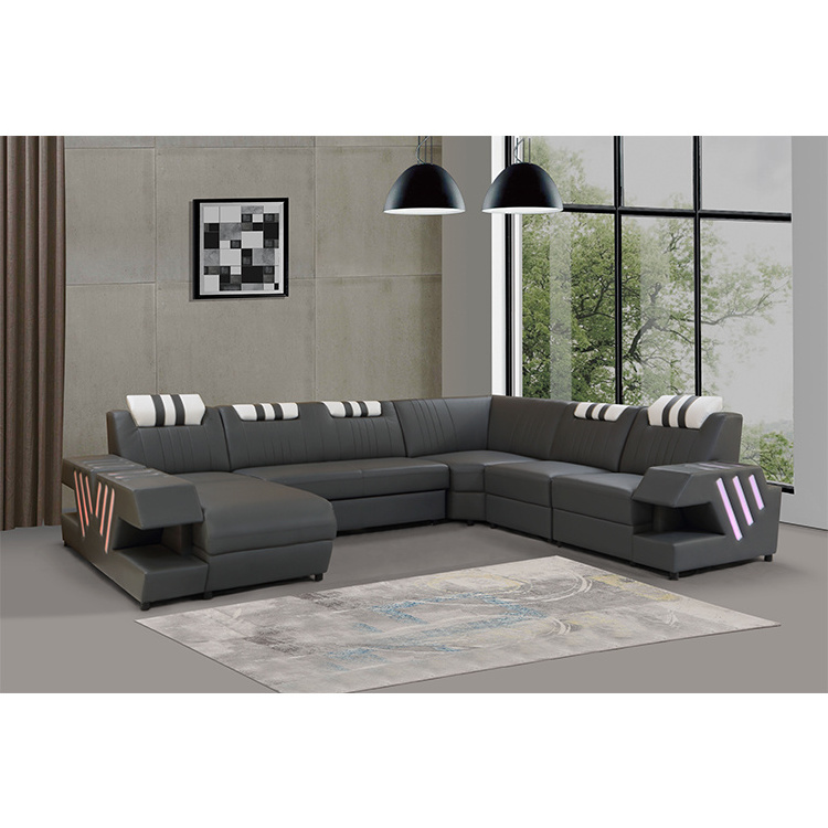 3 seats black decoro genuine leather sectional sofa sale modern living room sofas