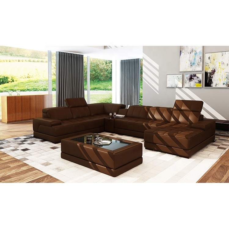 Brown furniture sectional sofa set italian european decoro leather sofas recliner sale