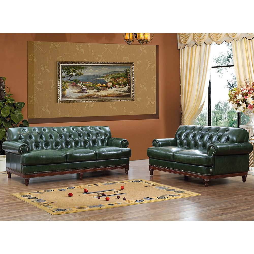 2022 high-end office living room  furniture with household custom dark green leather sofa set combination sofa