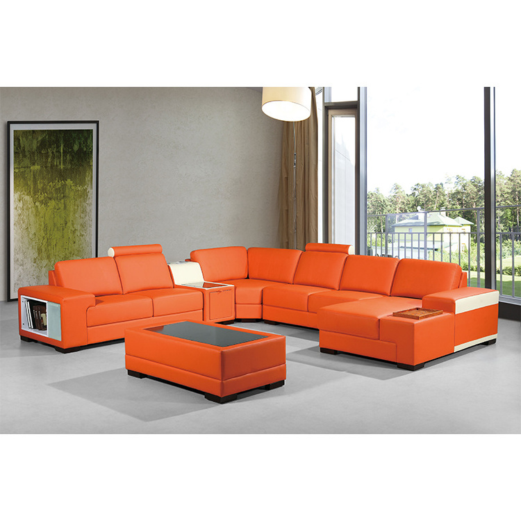 Modern leather soft sofa combination decoro genuine leather reclining sectional sofa set furniture for living room