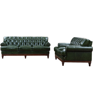 2022 high-end office living room  furniture with household custom dark green leather sofa set combination sofa