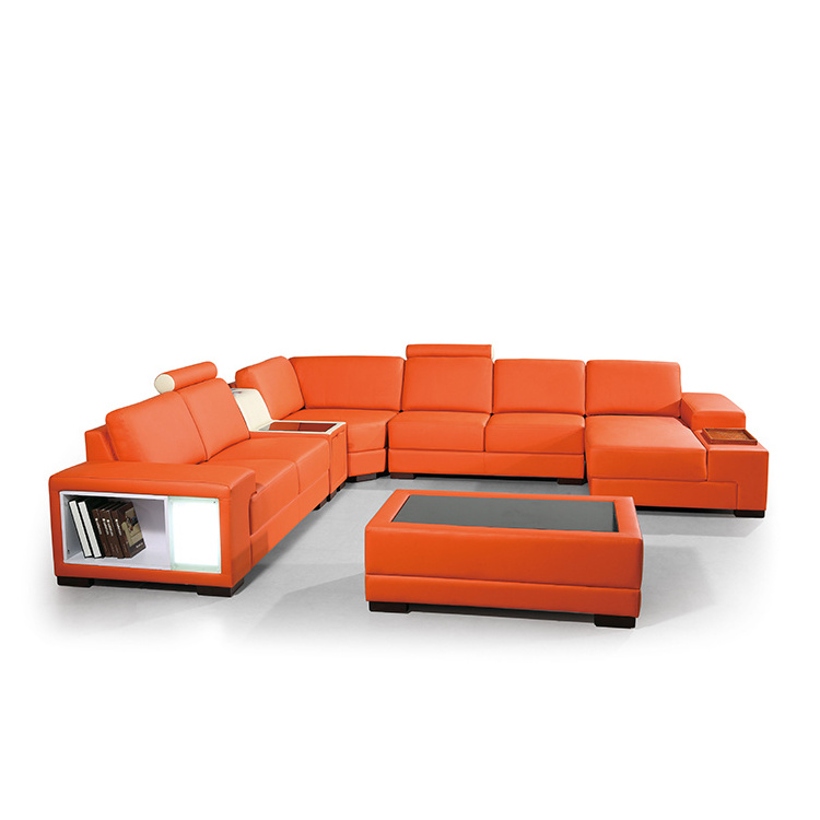 Modern leather soft sofa combination decoro genuine leather reclining sectional sofa set furniture for living room