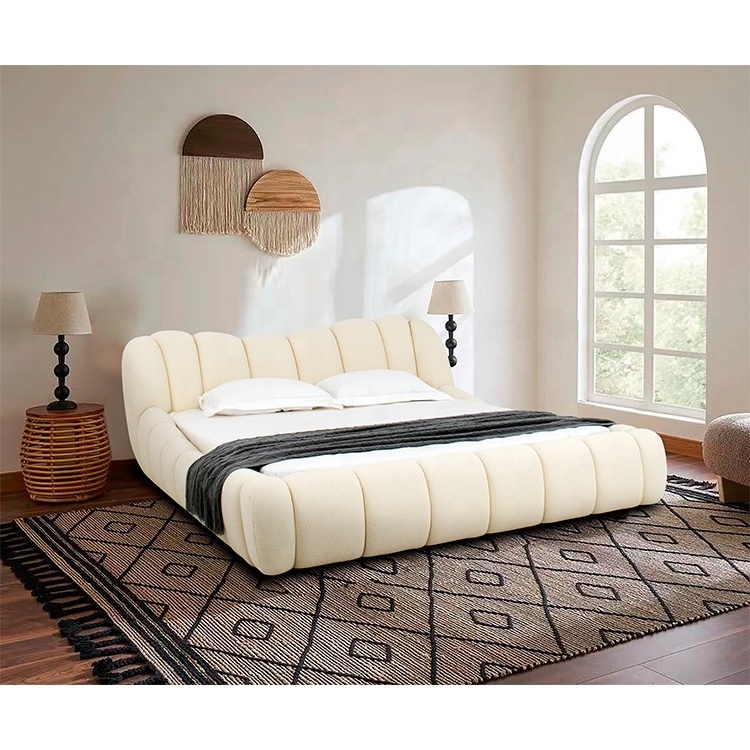 Latest double princess other bed luxury designs frame cream master bedroom dubai modern velvet fabric bed