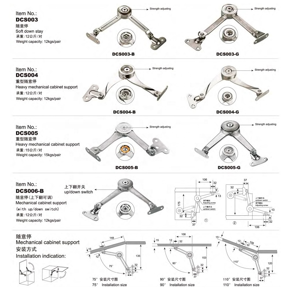 Mechanical Kitchen Door Closer Metal Lid Stay Hydraulic Cabinet Shelf Supports Design Iron Modern Other Furniture Hardware 4KG