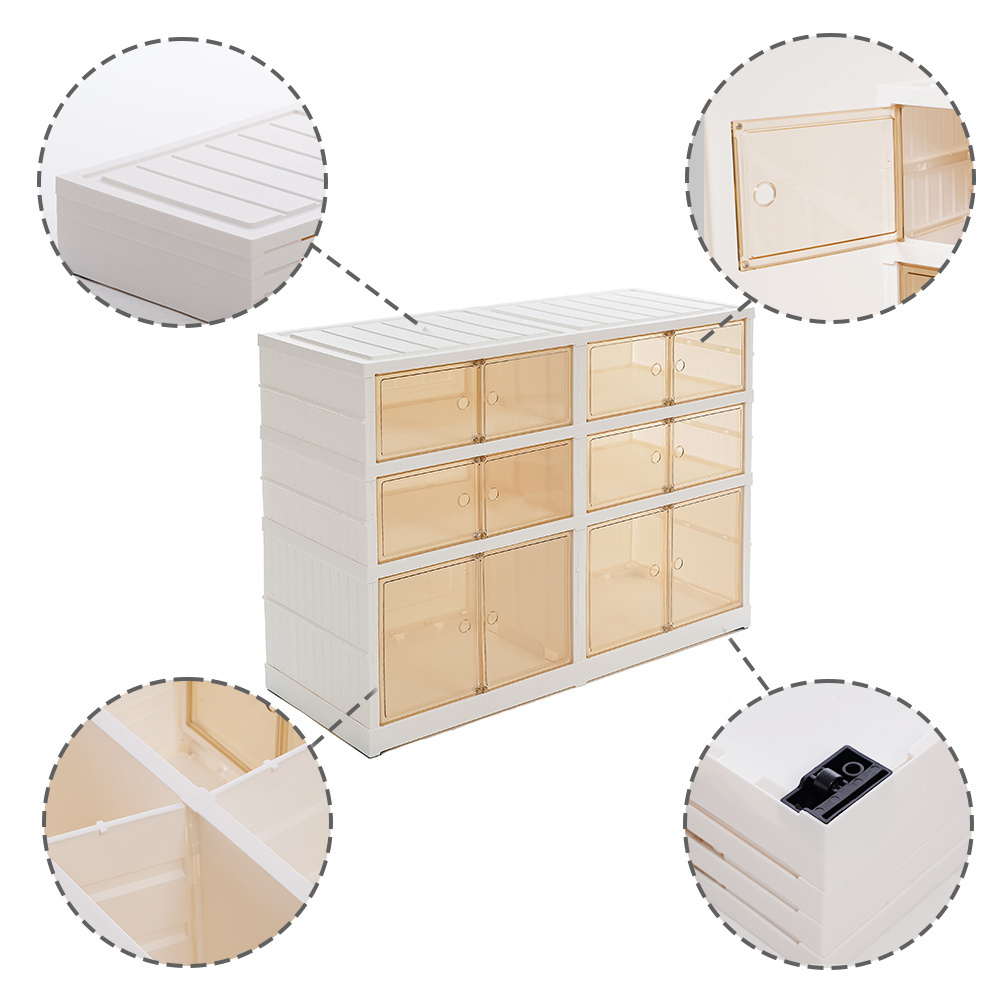 Free Installation large Foldable kids Plastic clear Transparent sneaker wide Shoe Rack Cabinet Storage Box Organizer