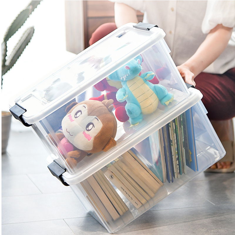 Citylife Big Clear Transparent PP Plastic Storage Container Bin Tote Files Toys Snacks Clothes Books Stackable Organizing Boxes