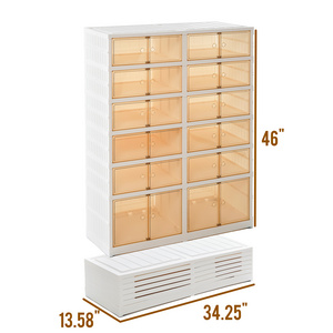 Free Installation large Foldable kids Plastic clear Transparent sneaker wide Shoe Rack Cabinet Storage Box Organizer