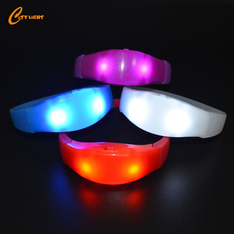 RGB OEM Logo Silicone Led Wristband Flashing Light up sound activated led bracelet