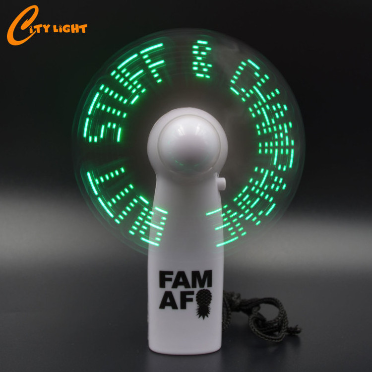 2019 wholesale customized logo cooling message led hand fan