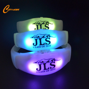 RGB OEM Logo Silicone Led Wristband Flashing Light up sound activated led bracelet