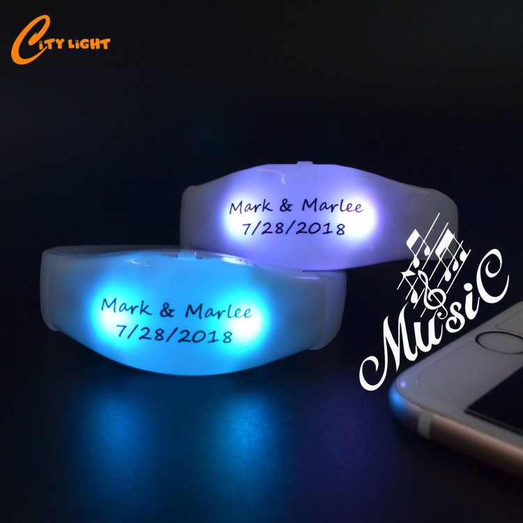 RGB OEM Logo Silicone Led Wristband Flashing Light up sound activated led bracelet