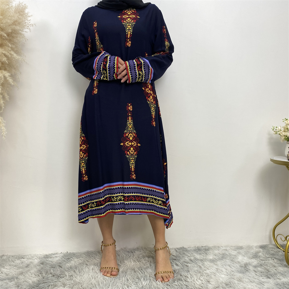 2082# Islamic Ethnic Clothes Malaysia Casual Long Shirt Kaftan Maxi Dress Turkey Muslim Modesty Women Wear