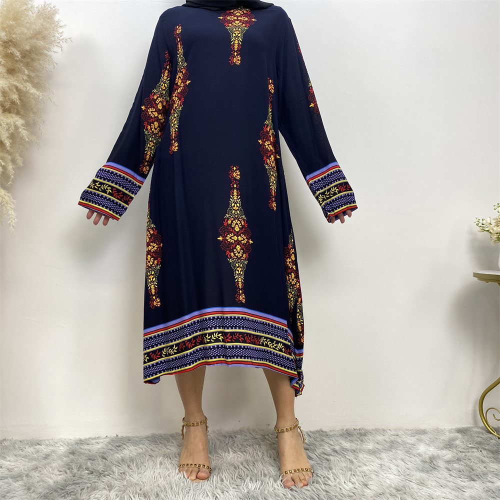 2082# Islamic Ethnic Clothes Malaysia Casual Long Shirt Kaftan Maxi Dress Turkey Muslim Modesty Women Wear