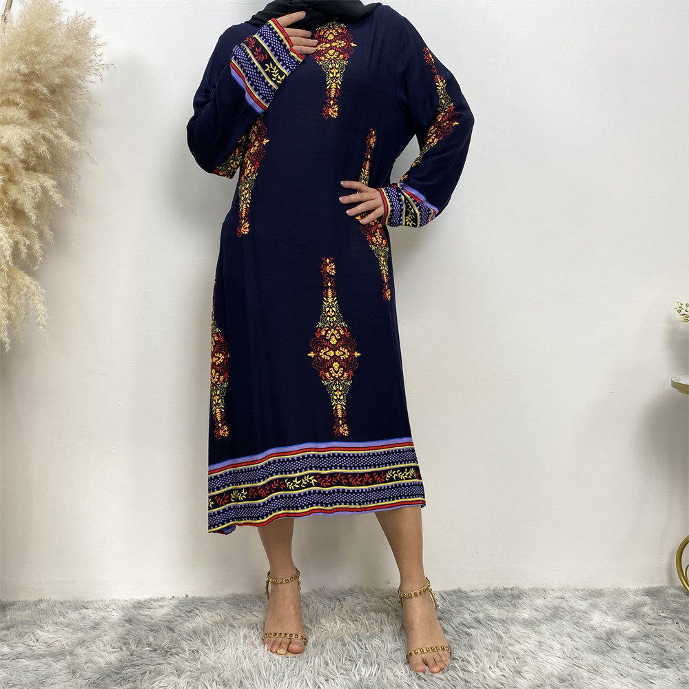 2082# Islamic Ethnic Clothes Malaysia Casual Long Shirt Kaftan Maxi Dress Turkey Muslim Modesty Women Wear