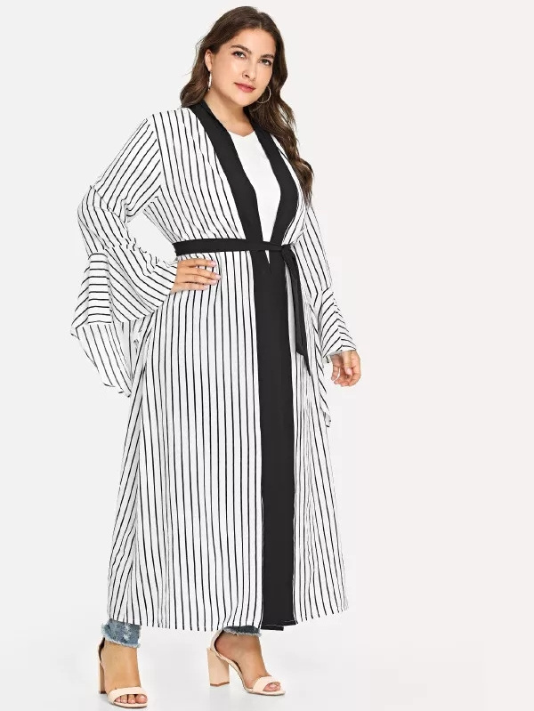 1629#Latest burqa designs pictures black and white strip indonesia islamic clothing abaya 2018 dubai women dress