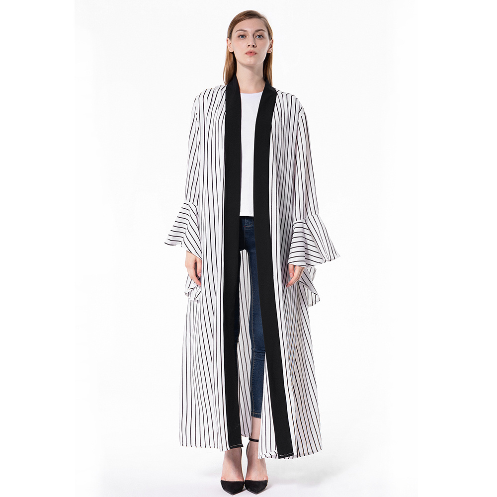 1629#Latest burqa designs pictures black and white strip indonesia islamic clothing abaya 2018 dubai women dress