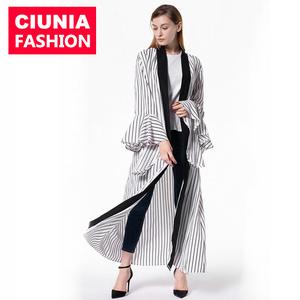 1629#Latest burqa designs pictures black and white strip indonesia islamic clothing abaya 2018 dubai women dress