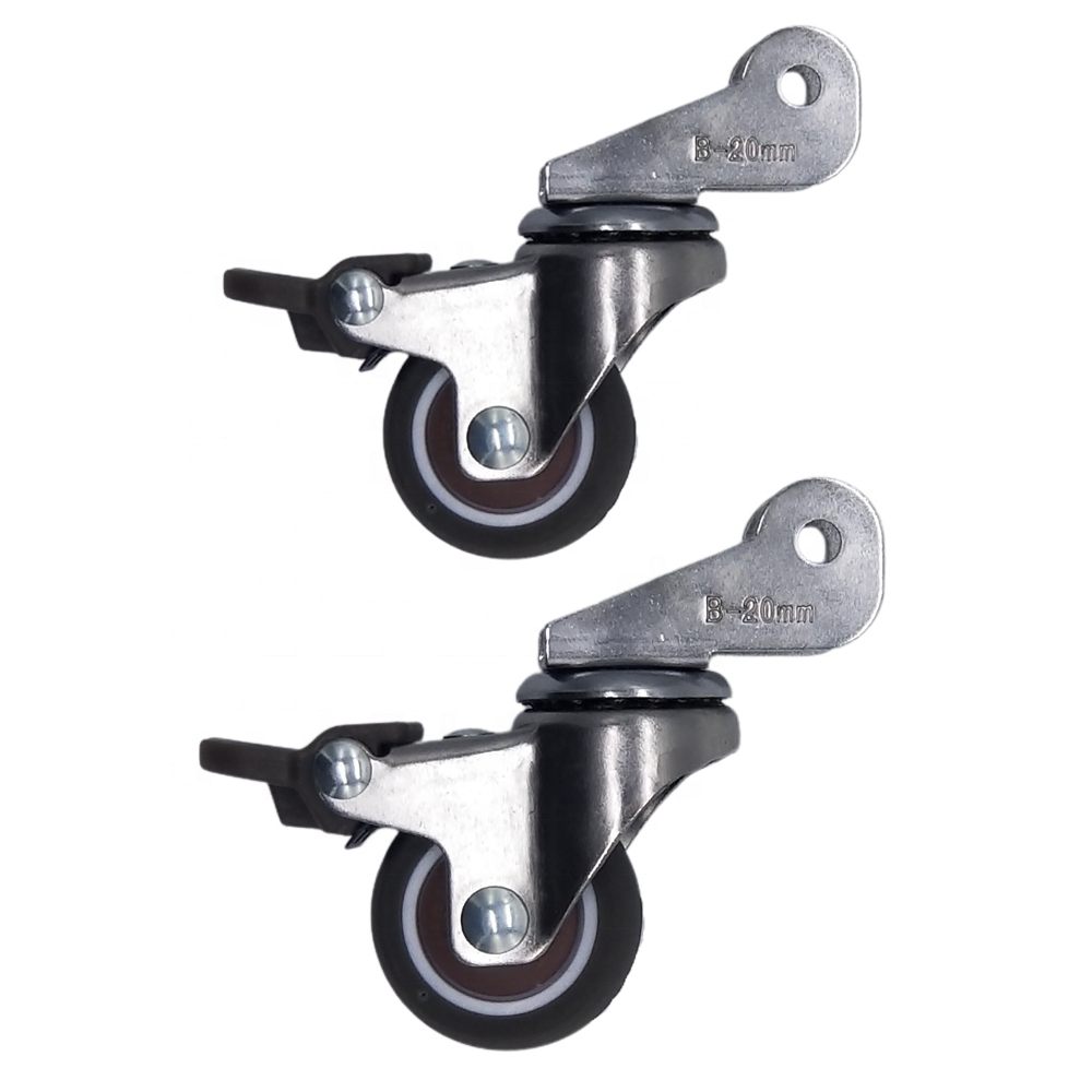 2024 Smooth Rotation Outdoor Small TPE Furniture Moving Caster Wheels With Brake