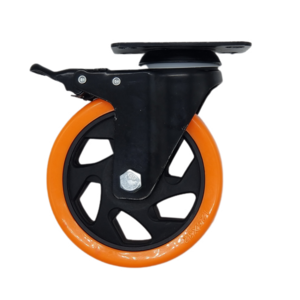 2024 High Quality Universal Screw Orange Medium PU 5-inch Cart Shopping Wheel Caster