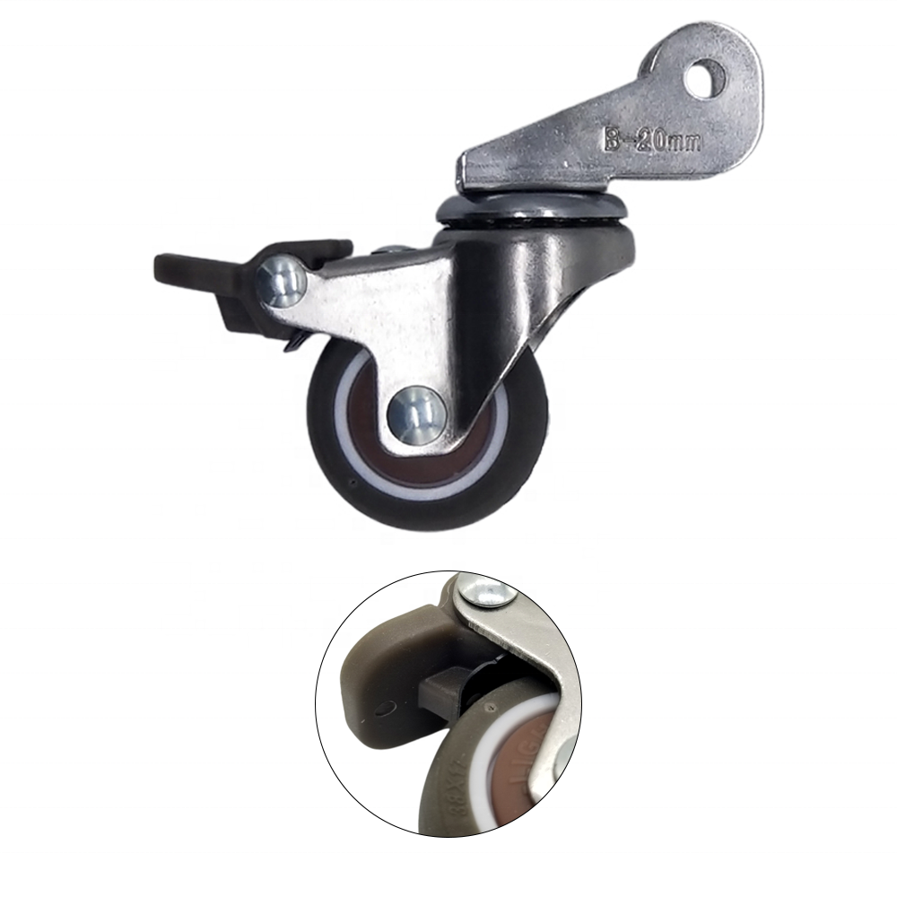 2024 Smooth Rotation Outdoor Small TPE Furniture Moving Caster Wheels With Brake