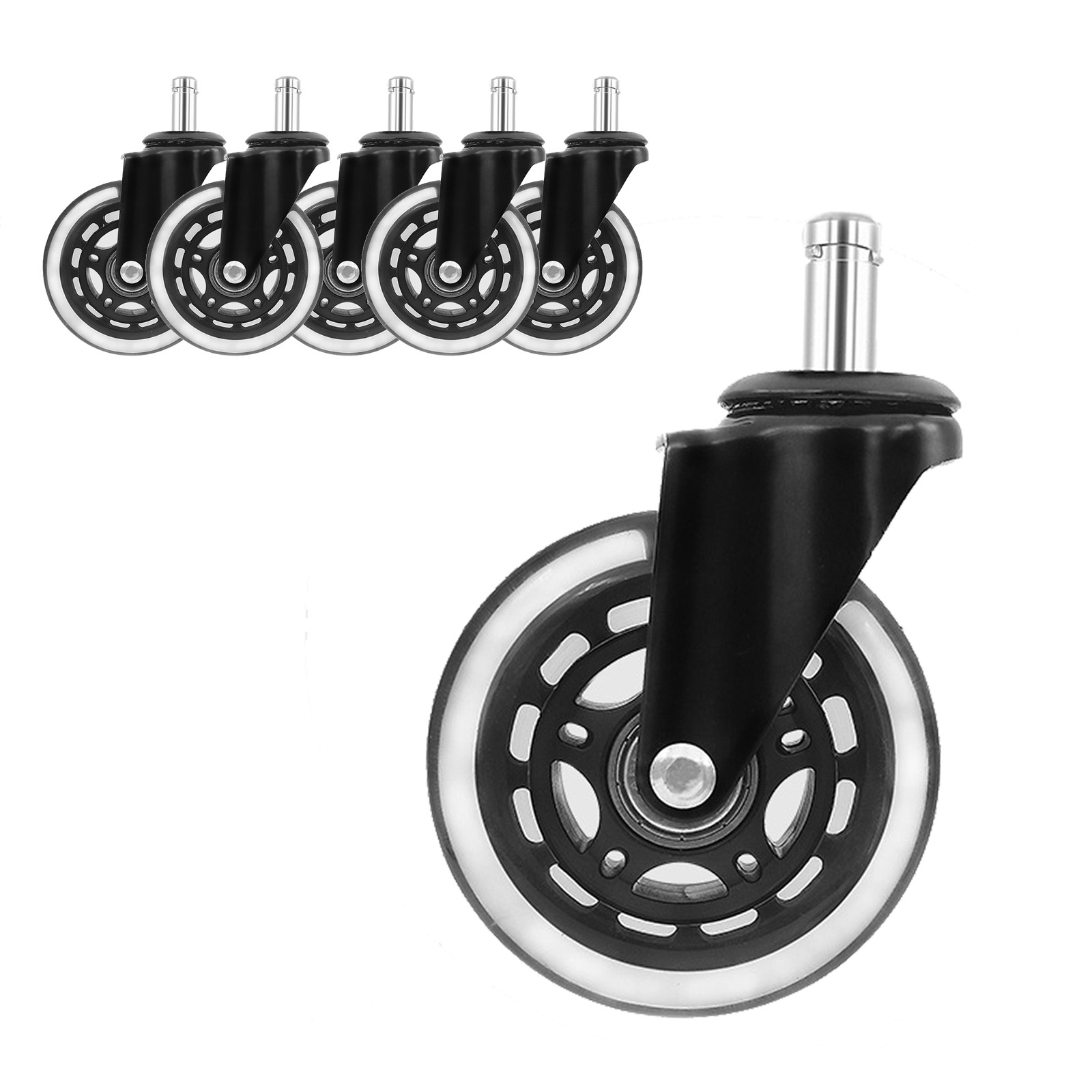 China Supplier 500LBS Hollow Black Universal 75mm Diameter 3 Inch Rollerblade Wheels For Office Chair