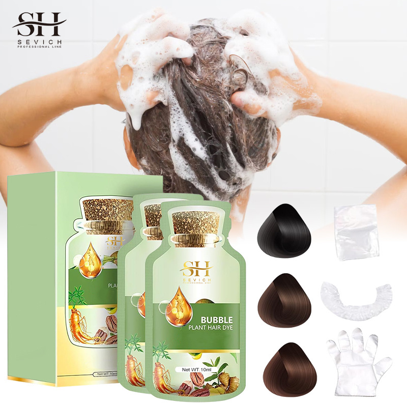 Fast Hair Dye Cream Bubble Black Hair Shampoo No Dark Skin Ammonia Free No Ppd No Scalp Factory Wholesale Supplier OEM