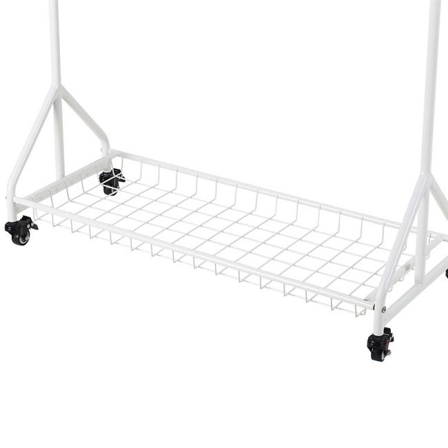 White Rollers Clothes Rack Household Clothes Shelf Drying Coat Rack Stand Clothes Drying Rack With Roller Tires