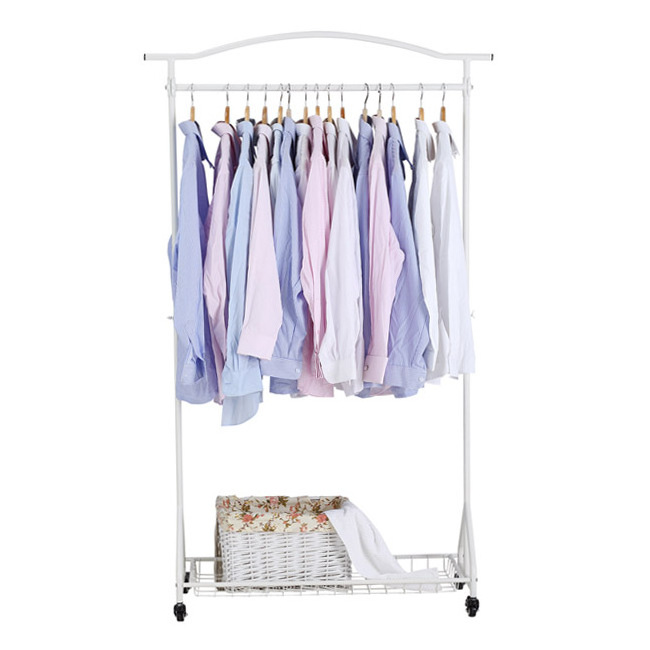 White Rollers Clothes Rack Household Clothes Shelf Drying Coat Rack Stand Clothes Drying Rack With Roller Tires